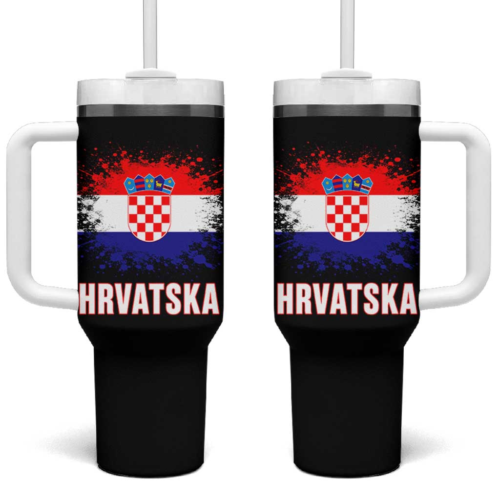 Hrvatska Tumbler With Handle Retro Vintage Watercolors Sport Croatia Croatian Flag
