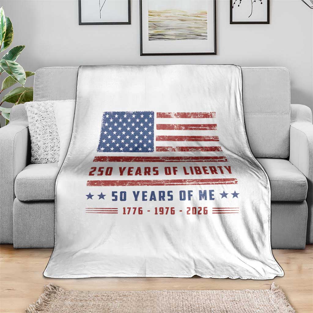 Patriotic 50th Birthday USA 250th Anniversary Throw Blanket 250 Years of Liberty 1976 50 Year Old Gift