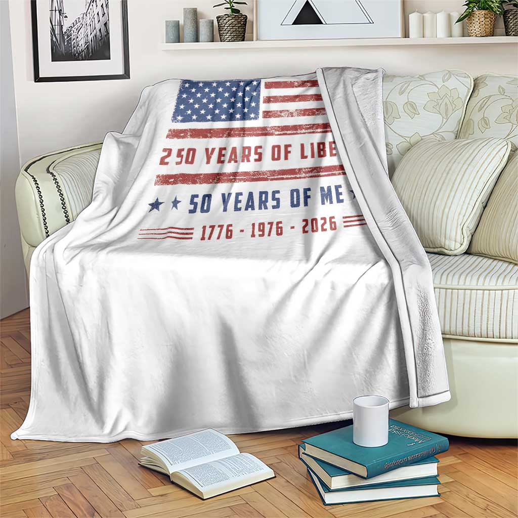 Patriotic 50th Birthday USA 250th Anniversary Throw Blanket 250 Years of Liberty 1976 50 Year Old Gift