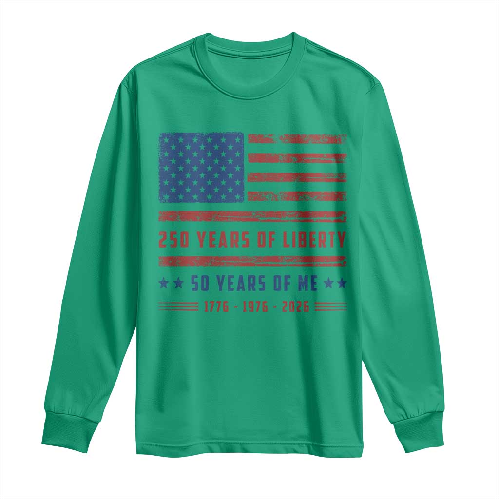 Patriotic 50th Birthday USA 250th Anniversary Long Sleeve Shirt 250 Years of Liberty 1976 50 Year Old Gift