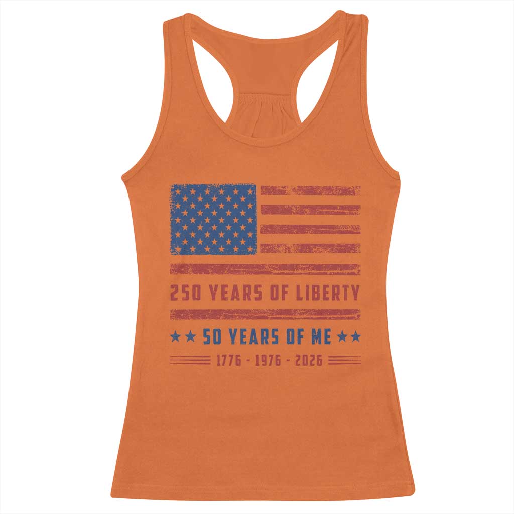 Patriotic 50th Birthday USA 250th Anniversary Racerback Tank Top 250 Years of Liberty 1976 50 Year Old Gift