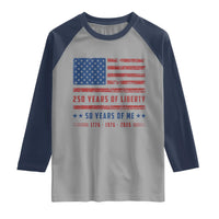 Patriotic 50th Birthday USA 250th Anniversary Raglan Shirt 250 Years of Liberty 1976 50 Year Old Gift