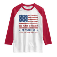 Patriotic 50th Birthday USA 250th Anniversary Raglan Shirt 250 Years of Liberty 1976 50 Year Old Gift