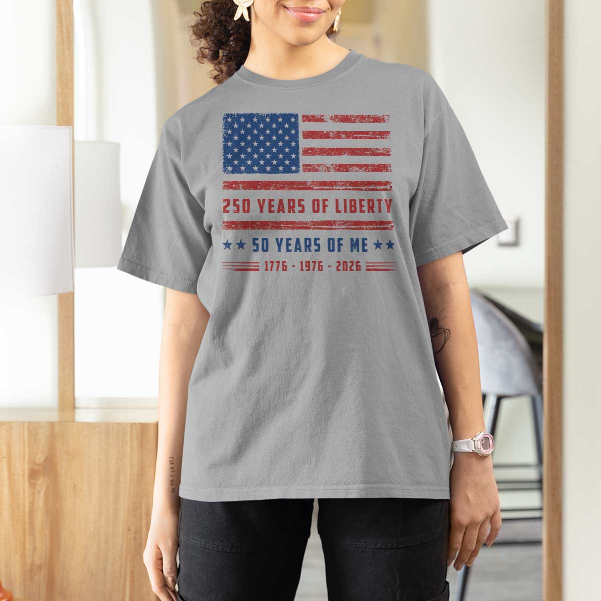 Patriotic 50th Birthday USA 250th Anniversary T Shirt For Women 250 Years of Liberty 1976 50 Year Old Gift