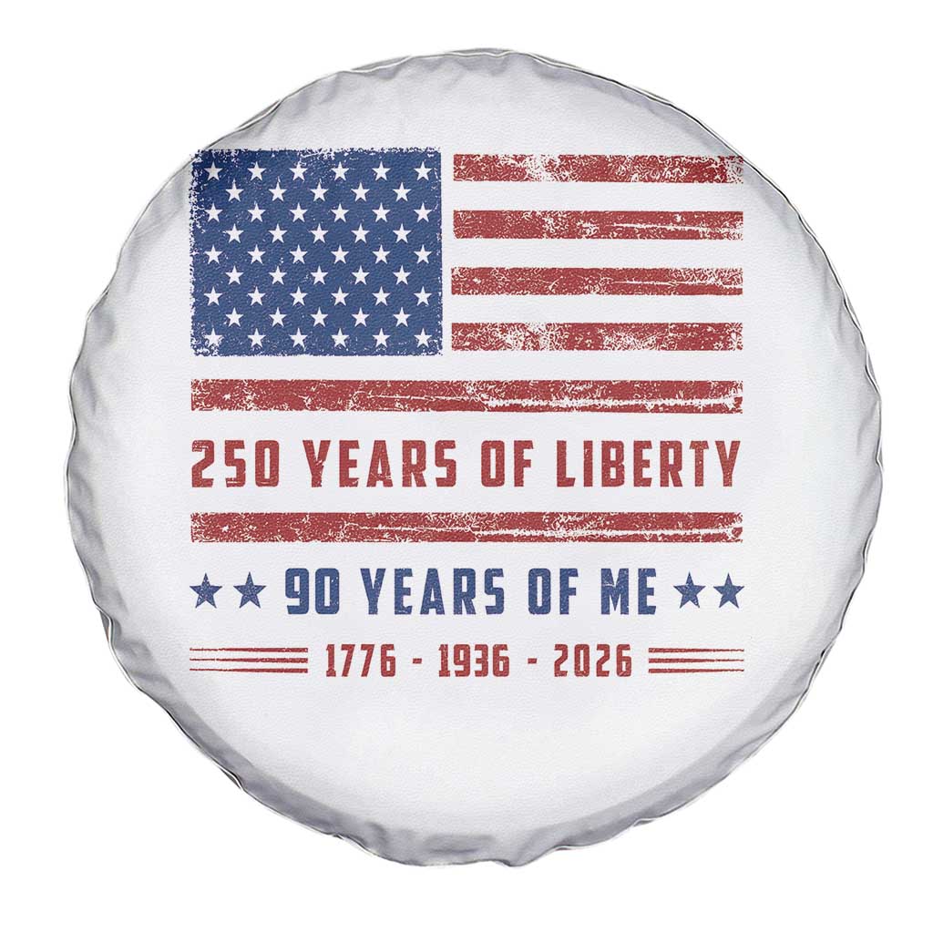 Patriotic 90th Birthday USA 250th Anniversary Spare Tire Cover 250 Years of Liberty 1936 90 Year Old Gift