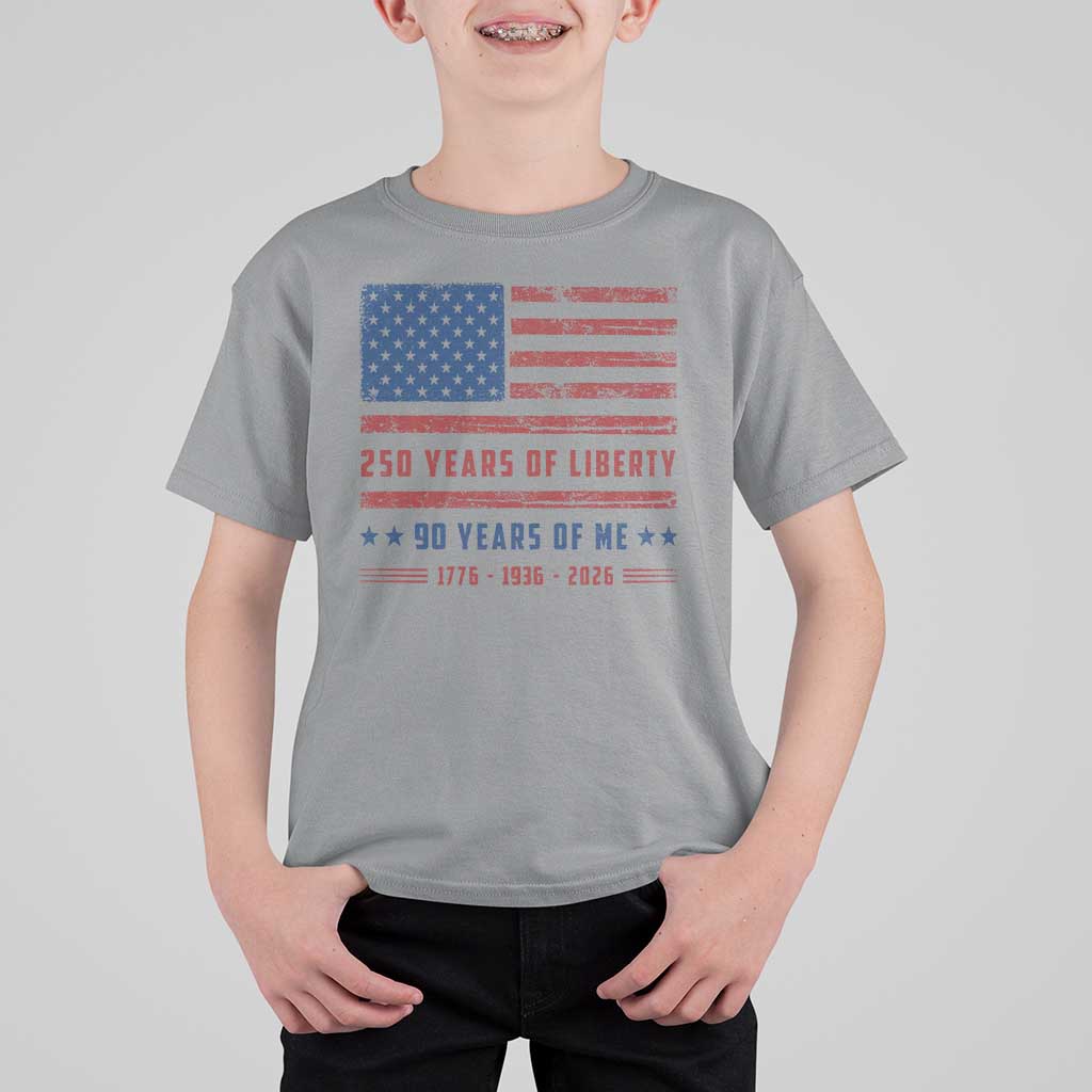 Patriotic 90th Birthday USA 250th Anniversary T Shirt For Kid 250 Years of Liberty 1936 90 Year Old Gift