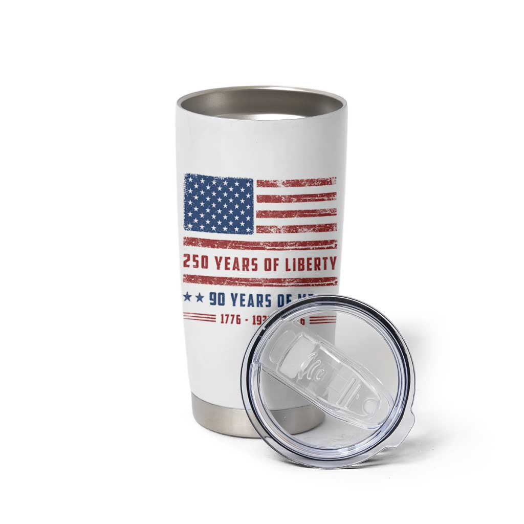 Patriotic 90th Birthday USA 250th Anniversary Tumbler Cup 250 Years of Liberty 1936 90 Year Old Gift
