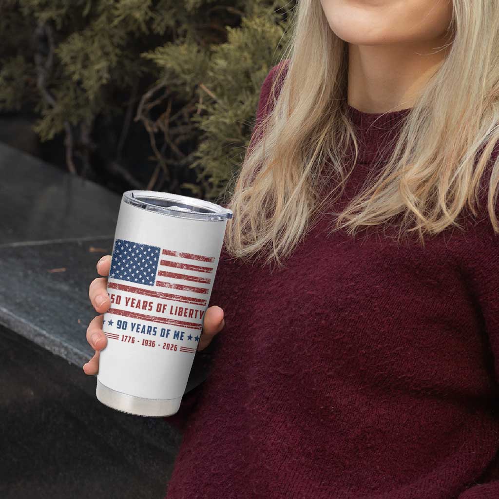 Patriotic 90th Birthday USA 250th Anniversary Tumbler Cup 250 Years of Liberty 1936 90 Year Old Gift