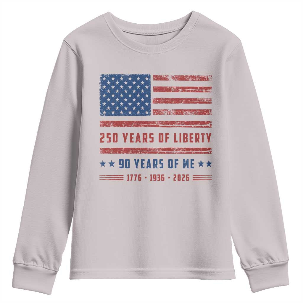 Patriotic 90th Birthday USA 250th Anniversary Youth Sweatshirt 250 Years of Liberty 1936 90 Year Old Gift