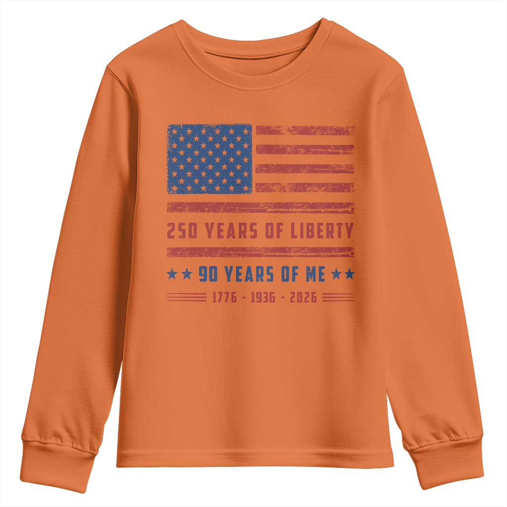 Patriotic 90th Birthday USA 250th Anniversary Youth Sweatshirt 250 Years of Liberty 1936 90 Year Old Gift