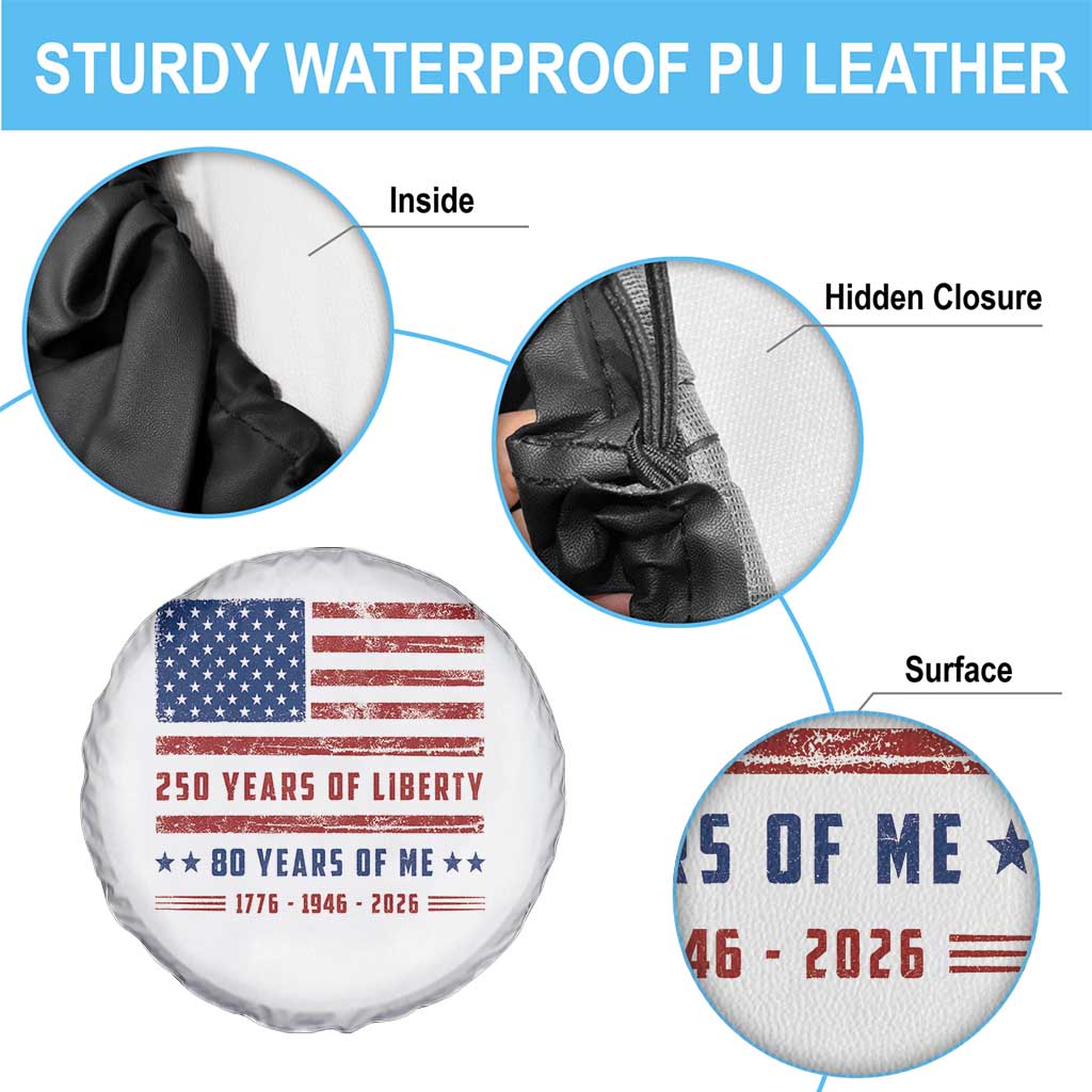 Patriotic 80th Birthday USA 250th Anniversary Spare Tire Cover 250 Years of Liberty 1946 80 Year Old Gift