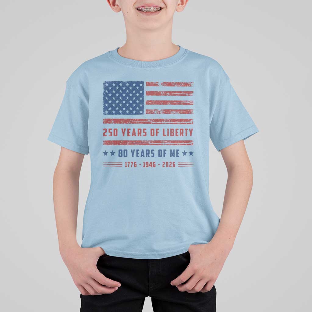 Patriotic 80th Birthday USA 250th Anniversary T Shirt For Kid 250 Years of Liberty 1946 80 Year Old Gift