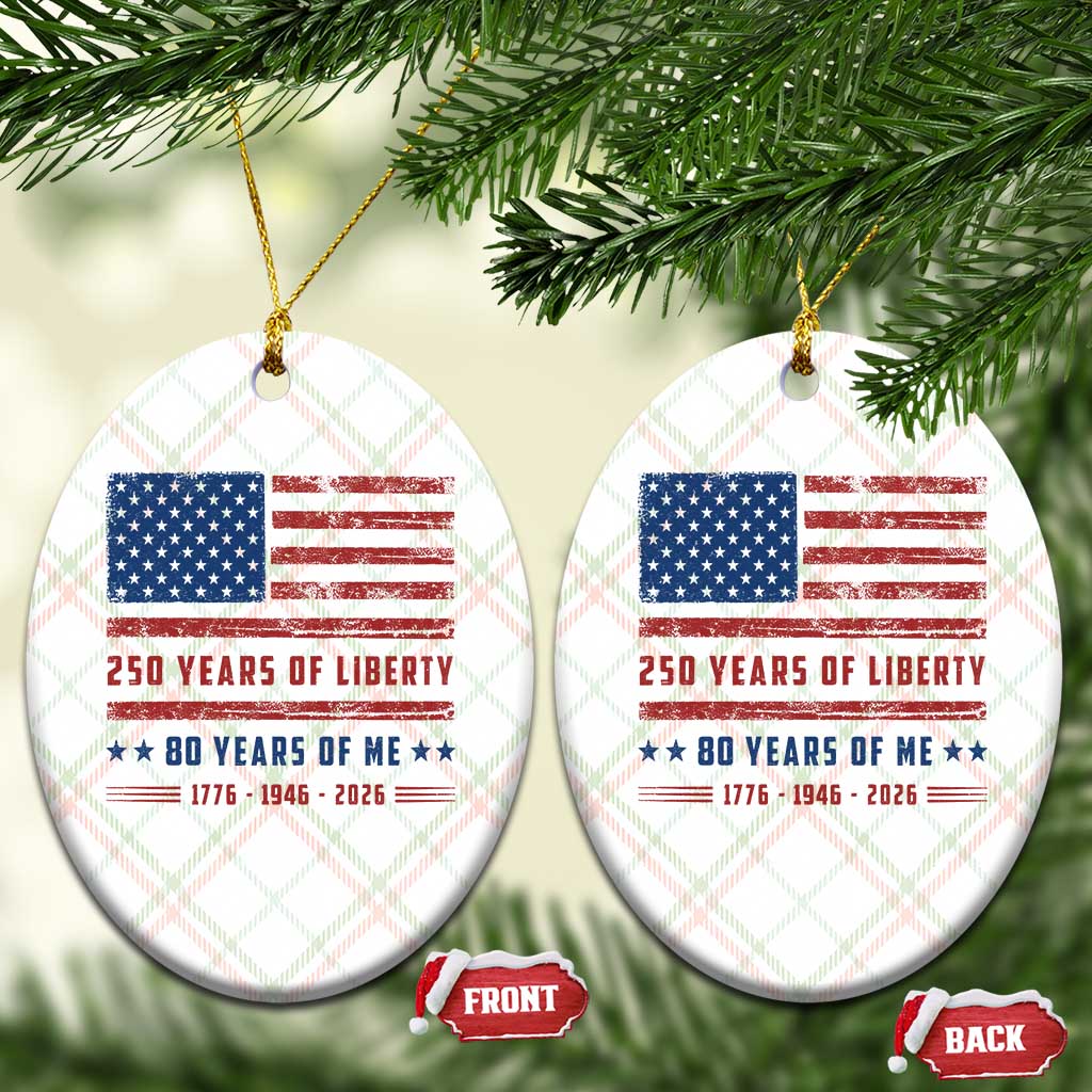 Patriotic 80th Birthday USA 250th Anniversary Ceramic Ornament 250 Years of Liberty 1946 80 Year Old Gift