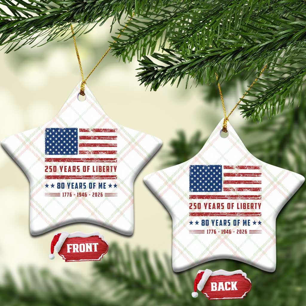 Patriotic 80th Birthday USA 250th Anniversary Ceramic Ornament 250 Years of Liberty 1946 80 Year Old Gift