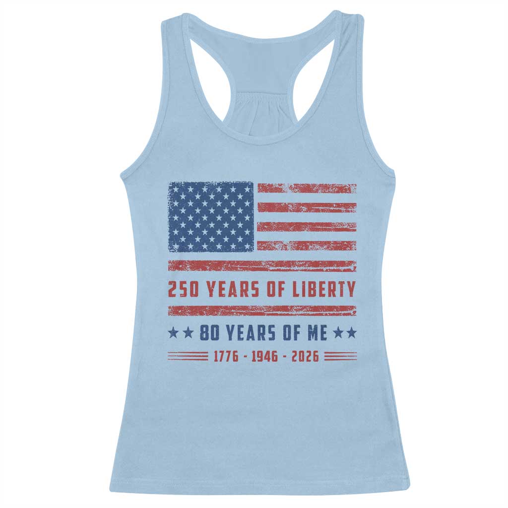 Patriotic 80th Birthday USA 250th Anniversary Racerback Tank Top 250 Years of Liberty 1946 80 Year Old Gift