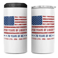 Patriotic 70th Birthday USA 250th Anniversary 4 in 1 Can Cooler Tumbler 250 Years of Liberty 1956 70 Year Old Gift