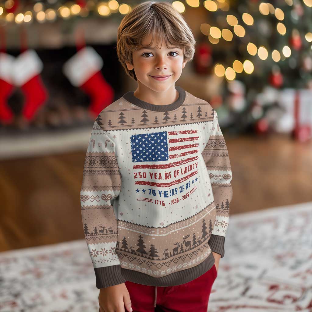 Patriotic 70th Birthday USA 250th Anniversary Ugly Christmas Sweater 250 Years of Liberty 1956 70 Year Old Gift