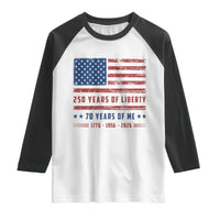 Patriotic 70th Birthday USA 250th Anniversary Raglan Shirt 250 Years of Liberty 1956 70 Year Old Gift