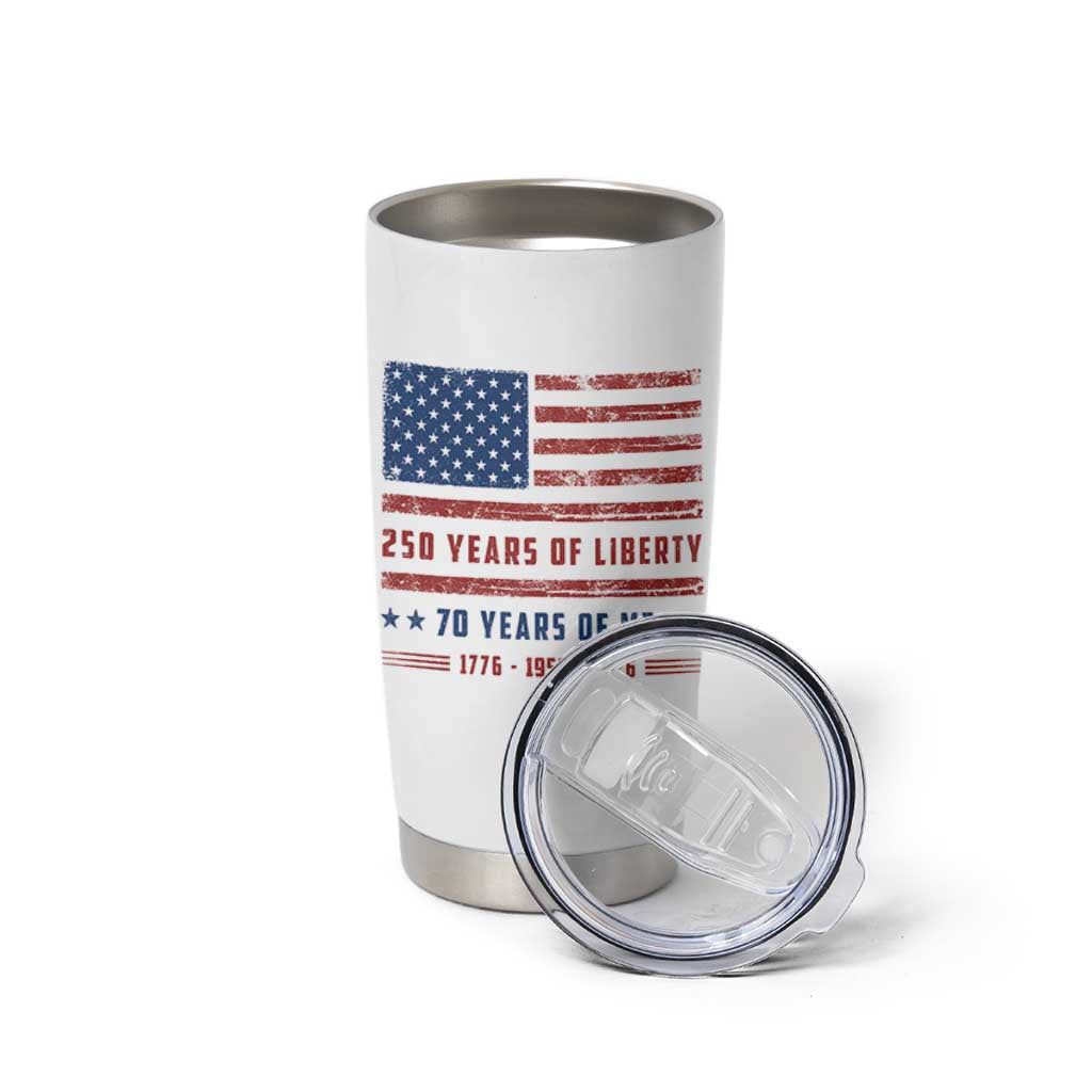 Patriotic 70th Birthday USA 250th Anniversary Tumbler Cup 250 Years of Liberty 1956 70 Year Old Gift