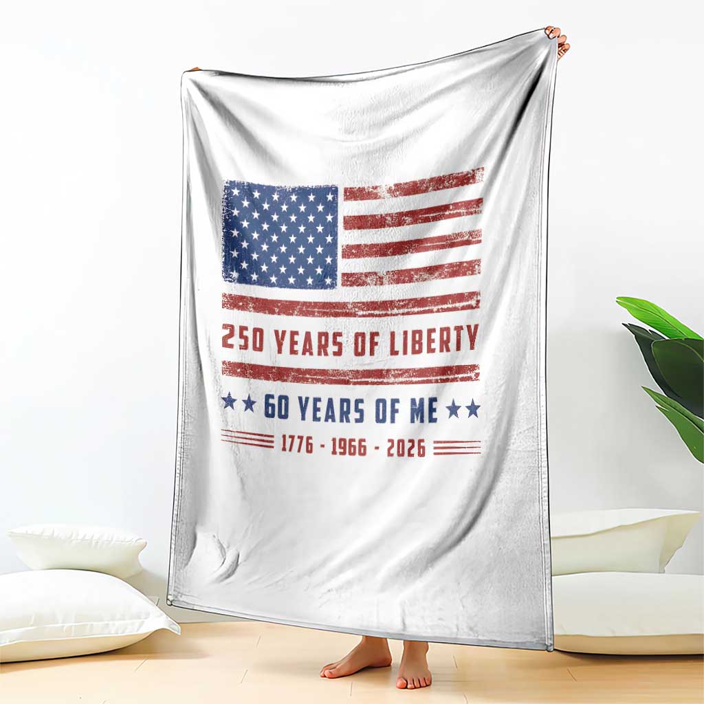 Patriotic 60th Birthday USA 250th Anniversary Throw Blanket 250 Years of Liberty 1966 60 Year Old Gift