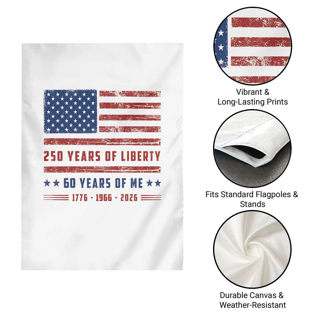 Patriotic 60th Birthday USA 250th Anniversary Garden Flag 250 Years of Liberty 1966 60 Year Old Gift