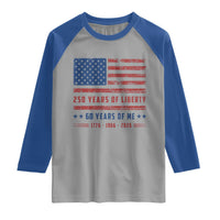 Patriotic 60th Birthday USA 250th Anniversary Raglan Shirt 250 Years of Liberty 1966 60 Year Old Gift