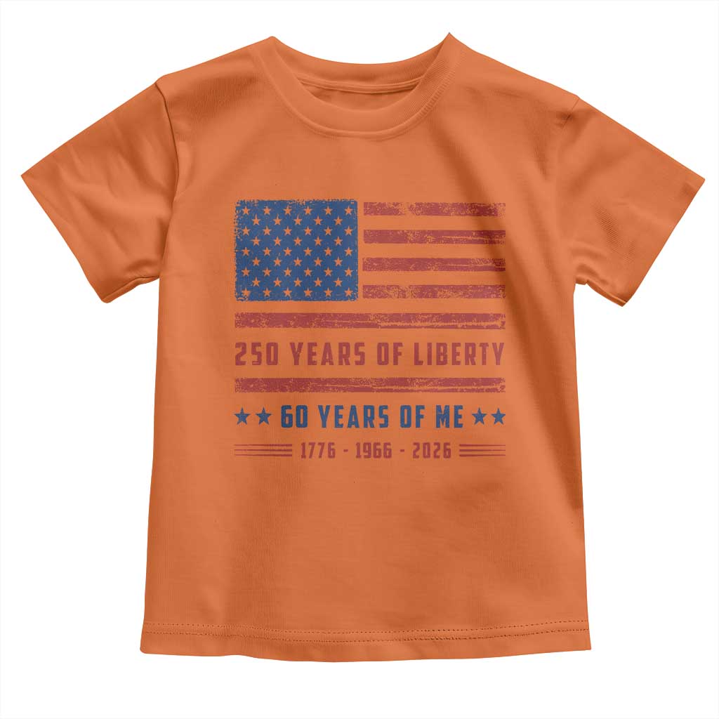 Patriotic 60th Birthday USA 250th Anniversary Toddler T Shirt 250 Years of Liberty 1966 60 Year Old Gift