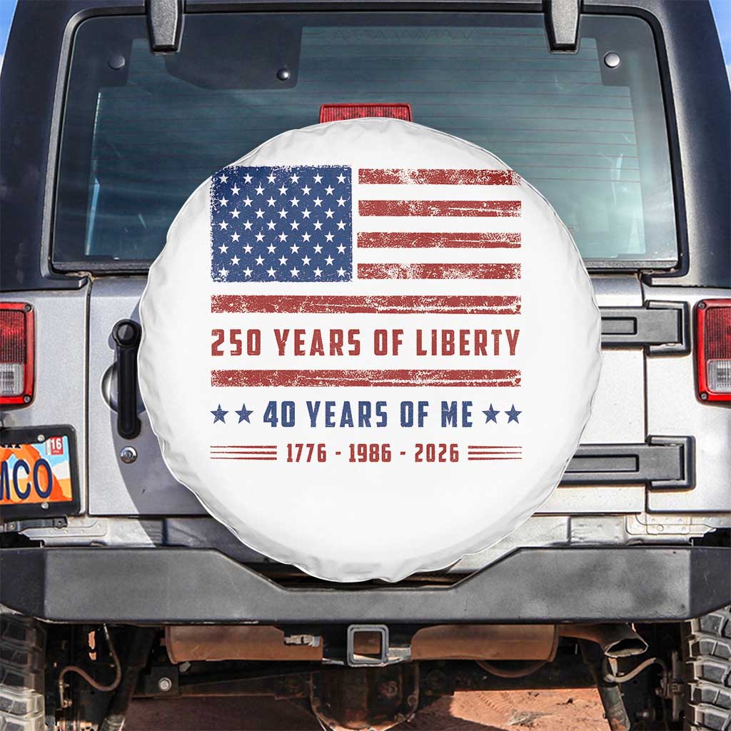 Patriotic 40th Birthday USA 250th Anniversary Spare Tire Cover 250 Years of Liberty 1986 40 Year Old Gift