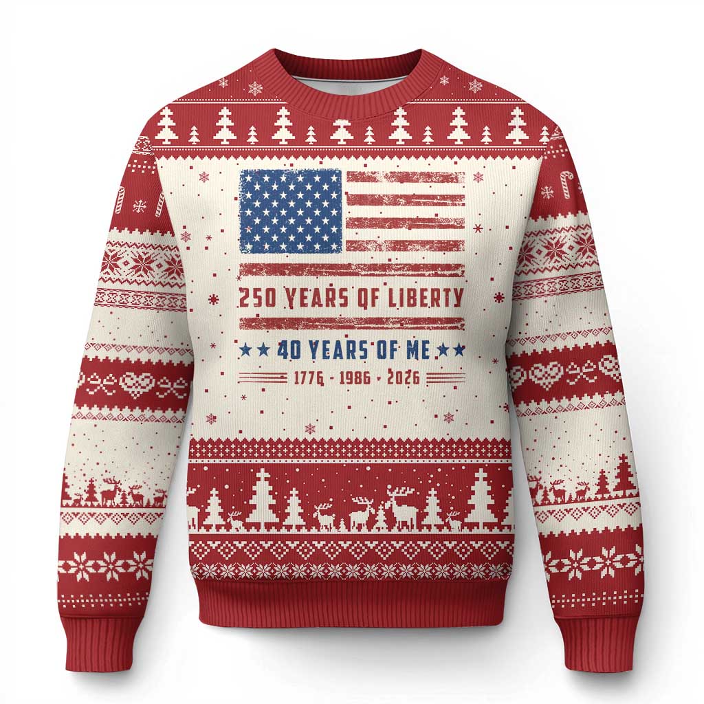 Patriotic 40th Birthday USA 250th Anniversary Ugly Christmas Sweater 250 Years of Liberty 1986 40 Year Old Gift