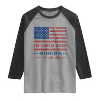 Patriotic 40th Birthday USA 250th Anniversary Raglan Shirt 250 Years of Liberty 1986 40 Year Old Gift