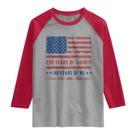Patriotic 40th Birthday USA 250th Anniversary Raglan Shirt 250 Years of Liberty 1986 40 Year Old Gift