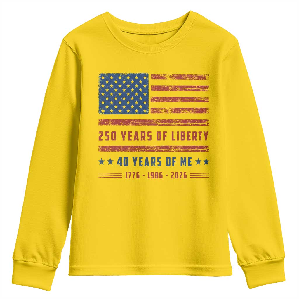Patriotic 40th Birthday USA 250th Anniversary Youth Sweatshirt 250 Years of Liberty 1986 40 Year Old Gift