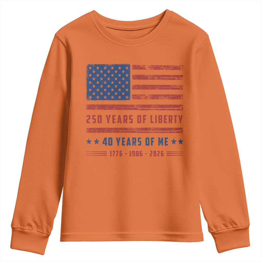 Patriotic 40th Birthday USA 250th Anniversary Youth Sweatshirt 250 Years of Liberty 1986 40 Year Old Gift