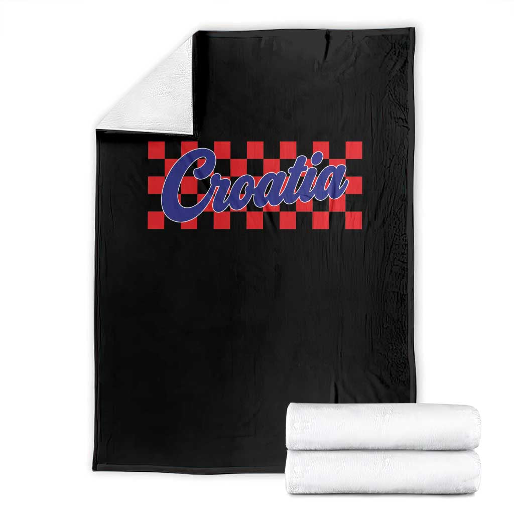 Croatia Throw Blanket Checkered Retro Hrvatska Zagreb Croatian