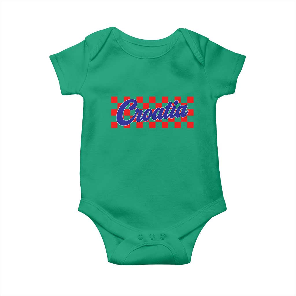 Croatia Baby Onesie Checkered Retro Hrvatska Zagreb Croatian
