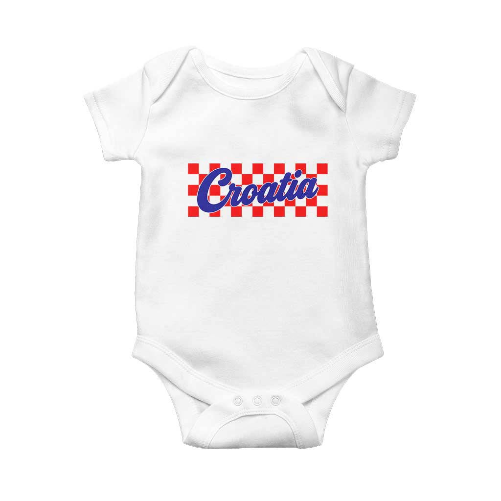 Croatia Baby Onesie Checkered Retro Hrvatska Zagreb Croatian