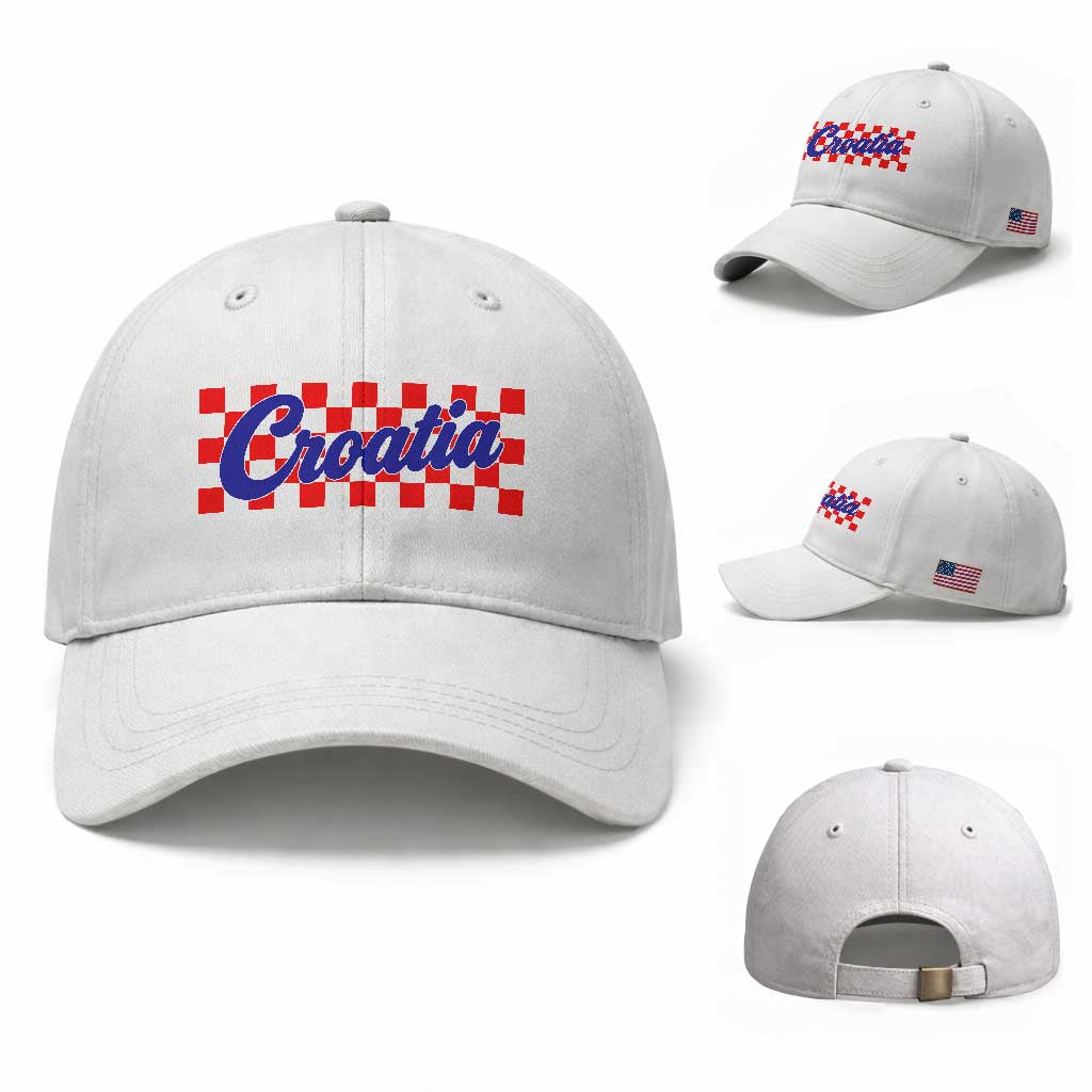 Croatia Baseball Cap Checkered Retro Hrvatska Zagreb Croatian
