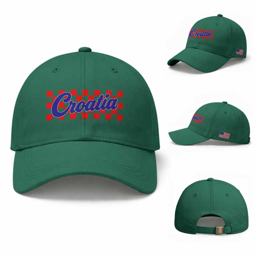 Croatia Baseball Cap Checkered Retro Hrvatska Zagreb Croatian