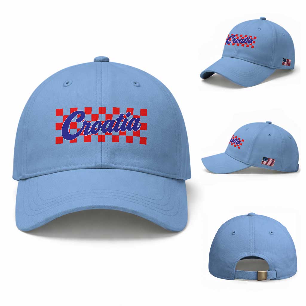 Croatia Baseball Cap Checkered Retro Hrvatska Zagreb Croatian