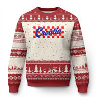 Croatia Ugly Christmas Sweater Checkered Retro Hrvatska Zagreb Croatian