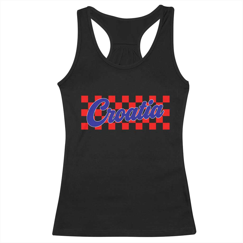Croatia Racerback Tank Top Checkered Retro Hrvatska Zagreb Croatian
