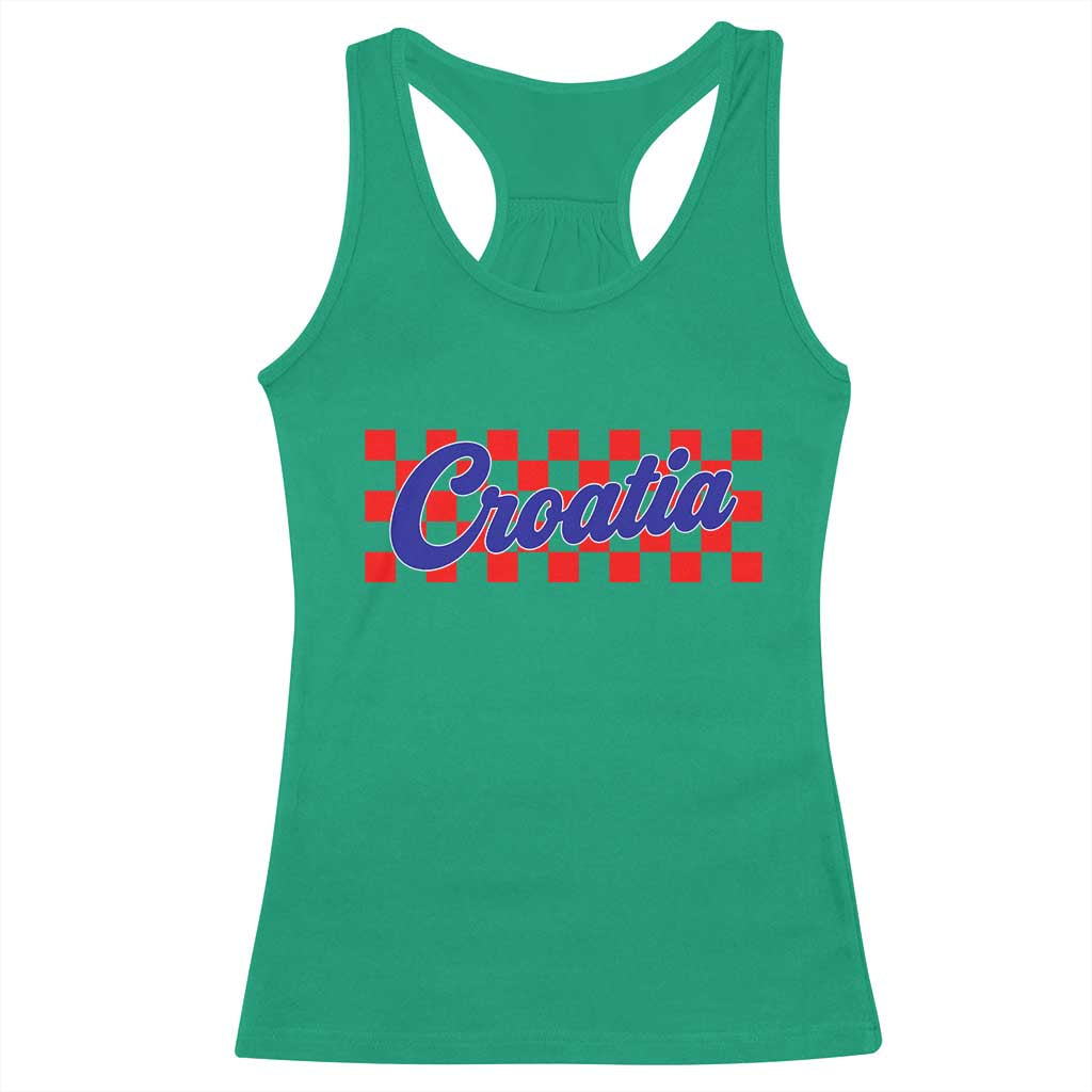 Croatia Racerback Tank Top Checkered Retro Hrvatska Zagreb Croatian