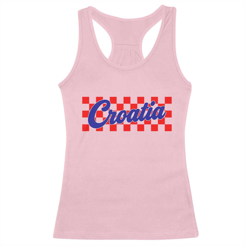 Croatia Racerback Tank Top Checkered Retro Hrvatska Zagreb Croatian