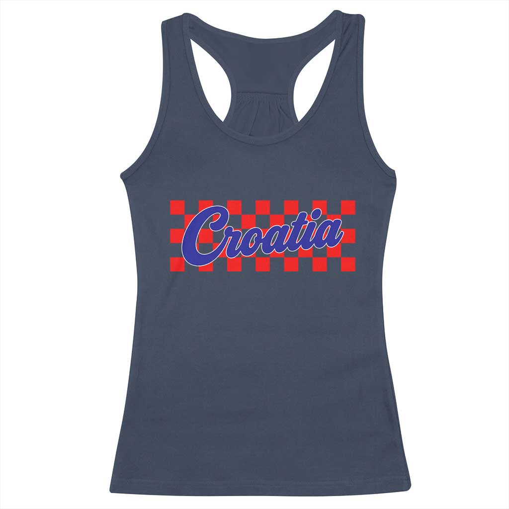 Croatia Racerback Tank Top Checkered Retro Hrvatska Zagreb Croatian