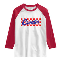 Croatia Raglan Shirt Checkered Retro Hrvatska Zagreb Croatian