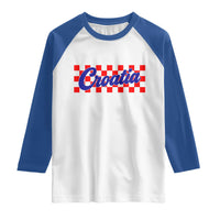 Croatia Raglan Shirt Checkered Retro Hrvatska Zagreb Croatian