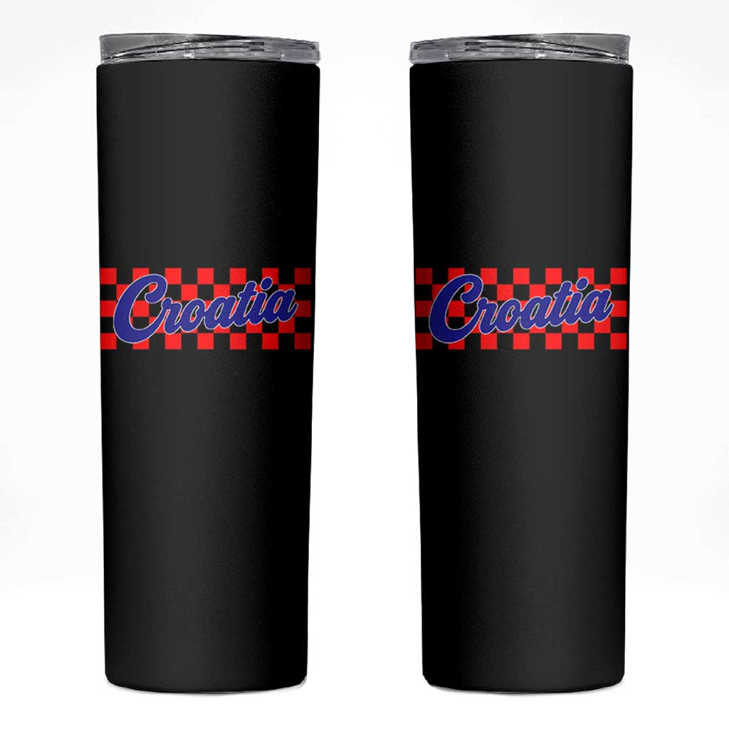 Croatia Skinny Tumbler Checkered Retro Hrvatska Zagreb Croatian