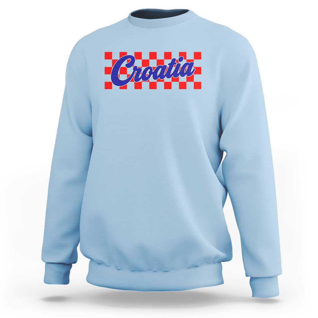 Croatia Sweatshirt Checkered Retro Hrvatska Zagreb Croatian
