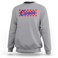 Croatia Sweatshirt Checkered Retro Hrvatska Zagreb Croatian