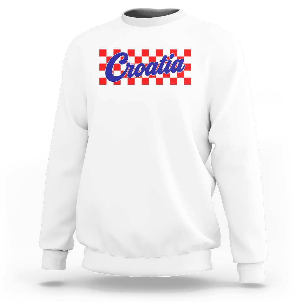Croatia Sweatshirt Checkered Retro Hrvatska Zagreb Croatian